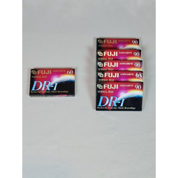 New & Sealed Bundle FUJI DR-I Audio Cassette Tapes Type 1 Normal Bias 90x5 60x1 - Picture 1 of 9